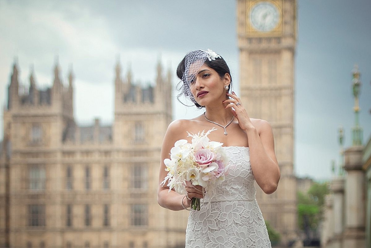 Asian Wedding Photography in London with Big Ben in the background.